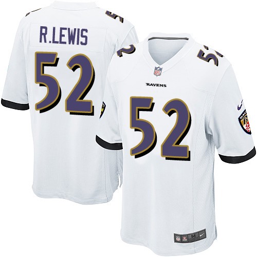 Men's Game Ray Lewis Nike Jersey White Road - #52 NFL Baltimore Ravens
